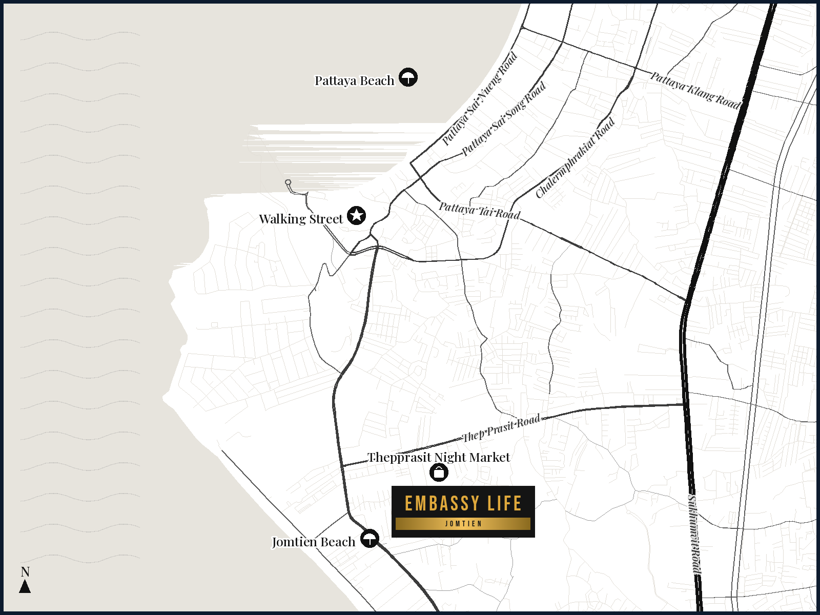 Standort und Lage, Embassy Life, Jomtien, Pattaya — Sky Thai Property