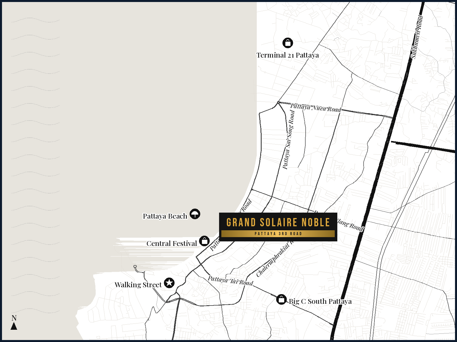 Standort und Lage, Grand Solaire Noble, Pattaya City — Sky Thai Property