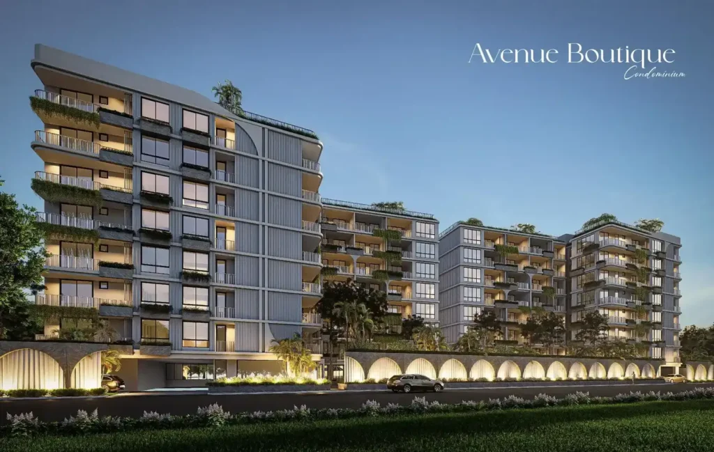 Außenansicht des Gebäudes, Avenue Boutique, Jomtien Second Road, Pattaya — Sky Thai Property