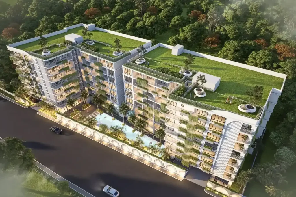Außenansicht des Gebäudes, Avenue Boutique, Jomtien Second Road, Pattaya — Sky Thai Property