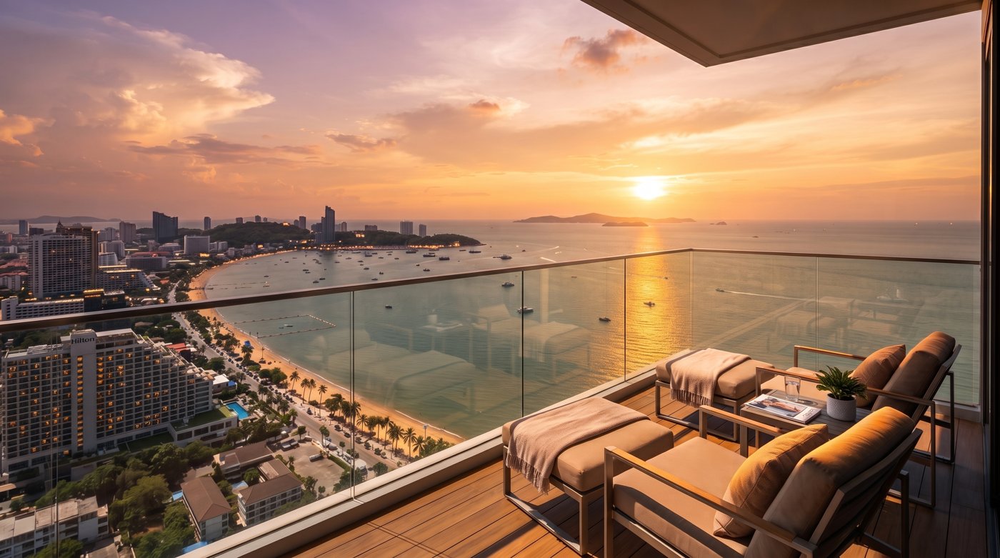 Meerblick bei Sonnenuntergang in Pattaya, Thailand